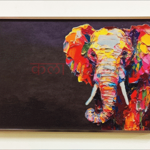 <span style="color:#8B0000; font-weight:bold; font-style:italic;">The Colourful Elephant</span> – Canvas Wall Frame with Aluminium Border for Artistic Decor