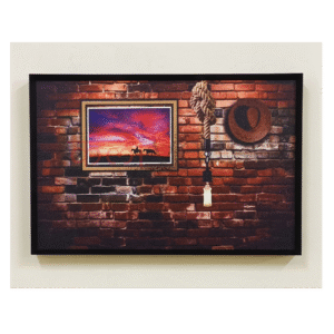 <span style="color:#8B0000; font-weight:bold; font-style:italic;">The Art of the West</span> – Canvas Wall Frame with Aluminium Finish for Modern Abstract Decor